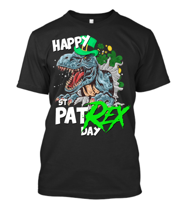 Happy St Pat Rex Day Dinosaur With Shamrock Hat T-Shirt