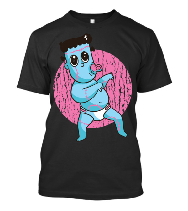 Baby Frankenstein With Pink Baby Background T-Shirt