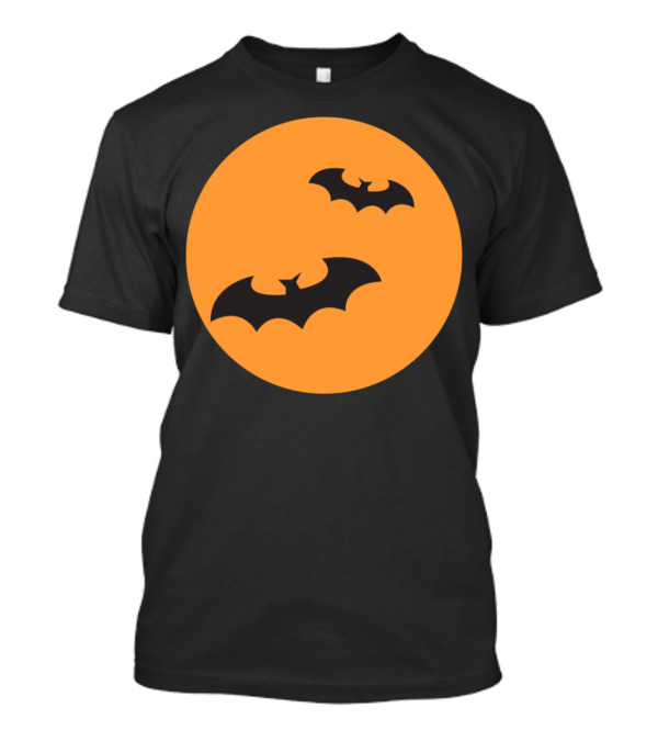 Halloween Orange Moon With Flying Bats T-Shirt