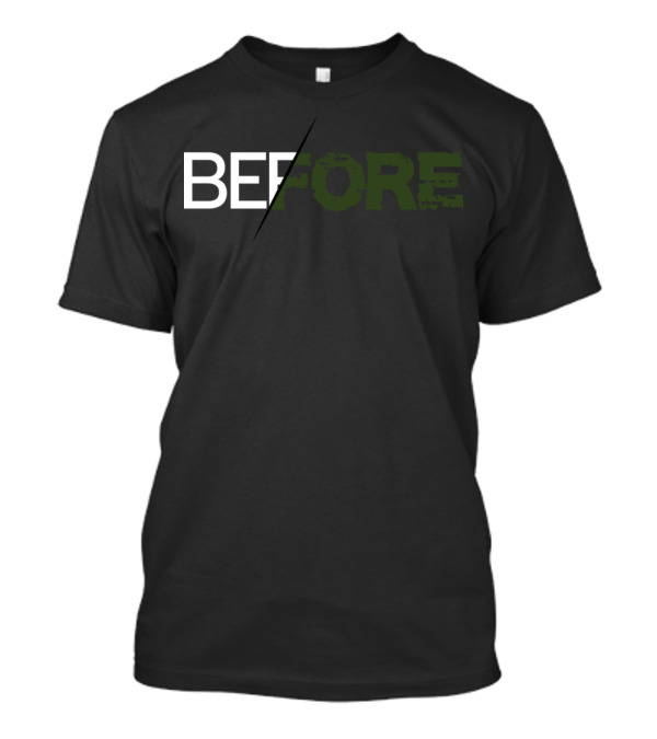 BEFORE White And Green Text Dual T-Shirt