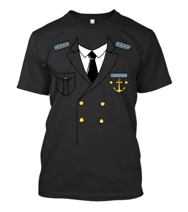 Boat Captain Uniform With Stars And Anchor Emblem T-Shirt