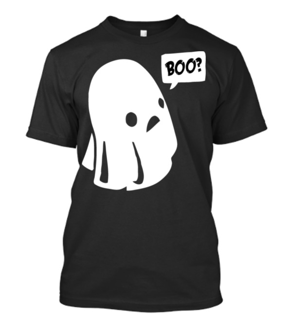 Boo Halloween Ghost Design Ghost Face With Speech Bubble Boo Question T-Shirt