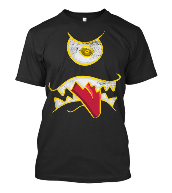 Cartoon Monster Eye And Fanged Ghost Face T-Shirt