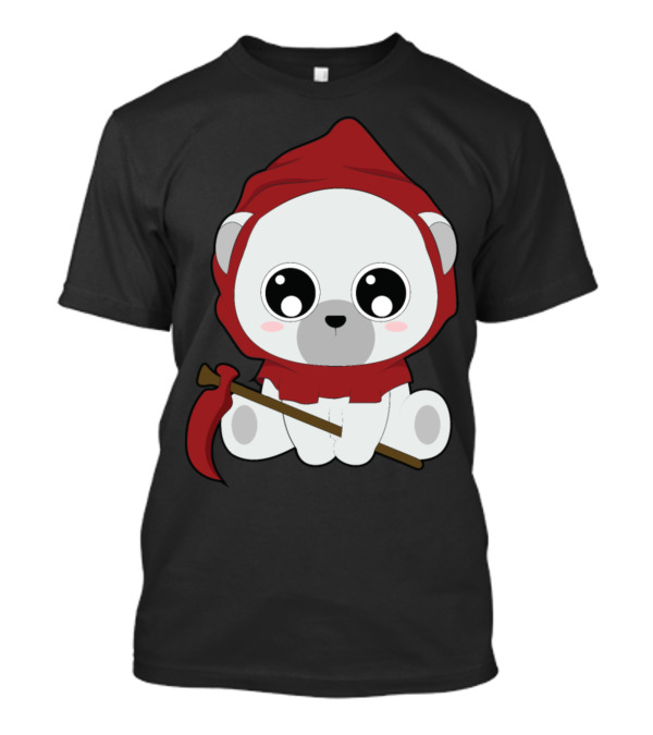 Cute Bear In Red Hood With Scythe Halloween T-Shirt