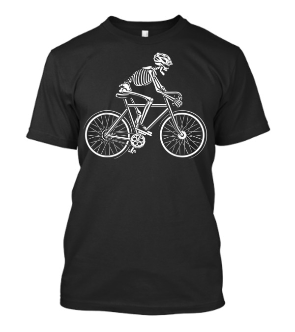 Funny Skeleton Cyclist Biker On Bicycle Halloween T-Shirt