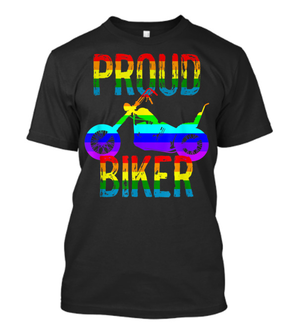 Proud Biker Gay Pride Rainbow Motorcycle T-Shirt