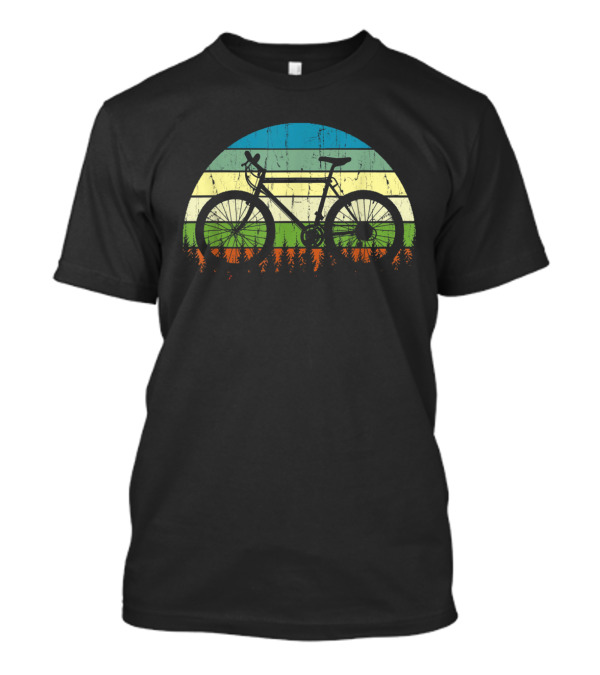 Mtb Mountain Bike Bicycle Biking Cycle Biker Retro Sunset Forest T-Shirt