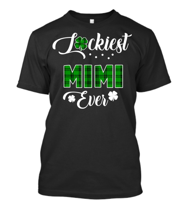 Luckiest Mimi Ever Green Plaid Shamrock T-Shirt