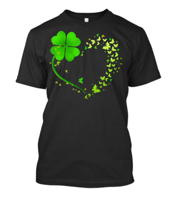 Heart Shamrock Butterfly Happy St Patrick's Day T-Shirt