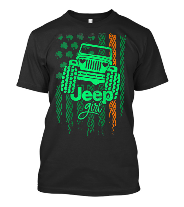 Jeep Girl Shamrock Celtic Knot Irish Flag T-Shirt