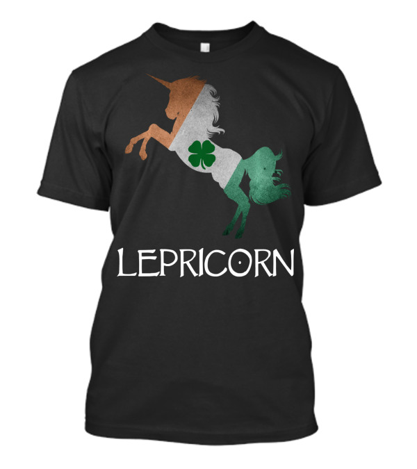 Lepricorn Irish Unicorn With Shamrock And Tricolor T-Shirt