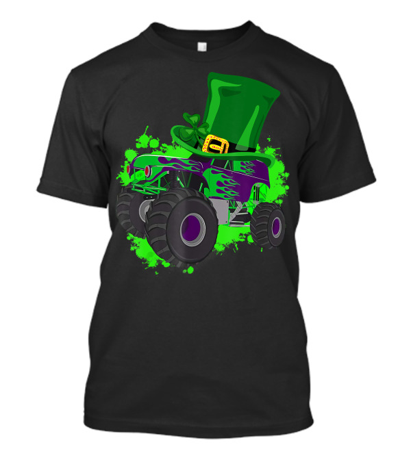 Monster Trucks St. Patrick's Day Green Hat Adults T-Shirt
