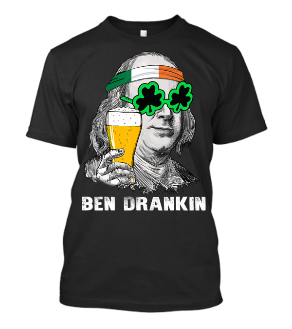 Ben Drankin Beer Shamrock Glasses Irish Holiday Retro T-Shirt