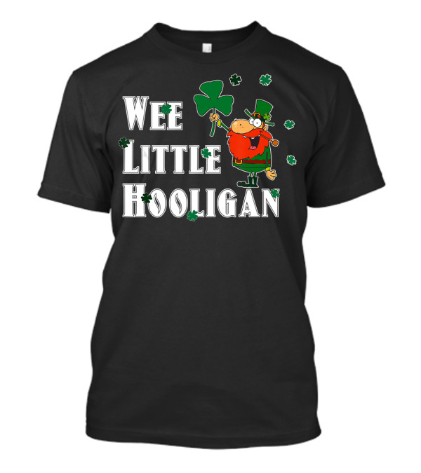 Wee Little Hooligan Lucky St Patrick's Day Shamrock Cartoon T-Shirt