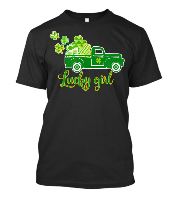 Lucky Girl Vintage Truck St. Patrick's Day Shamrocks T-Shirt