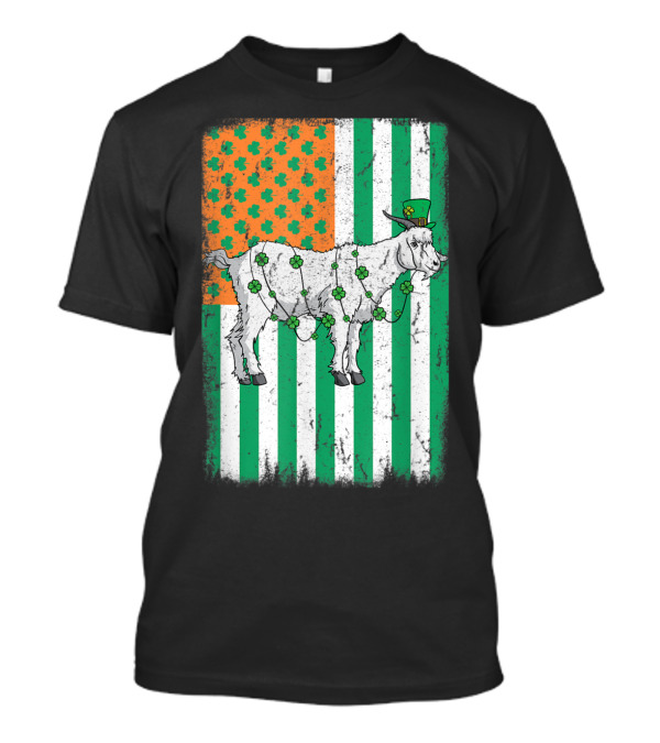 Irish Flag Goat With Leprechaun Hat And Shamrocks For St Patrick's USA T-Shirt