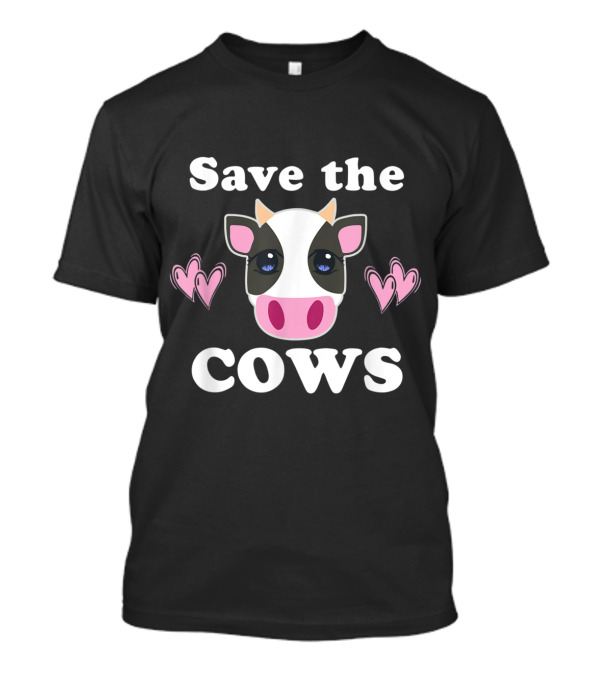 Save The Cows Farting Cows Green New Deal Cute Cow Hearts T-Shirt