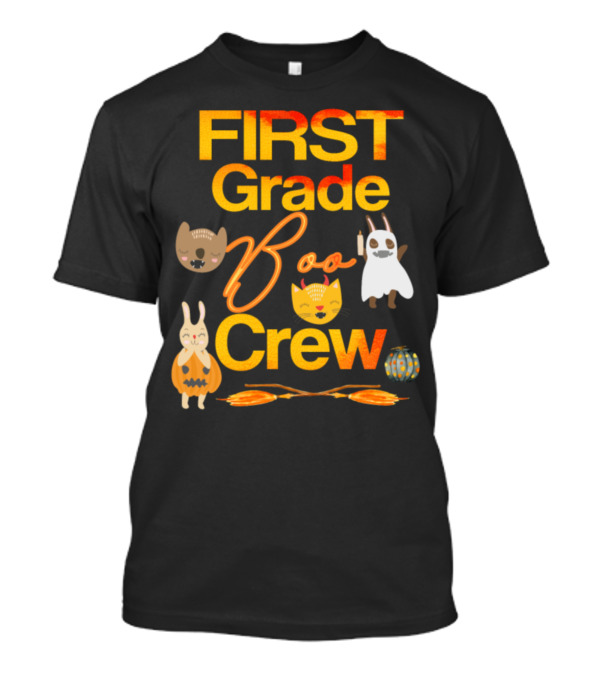 First Grade Boo Crew Halloween Teacher Student Cats And Rabbits T-Shirt