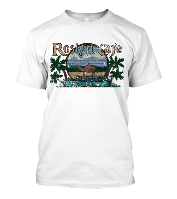 Roslyn Cafe An Oasis Camel And Palm Trees Scenic T-Shirt