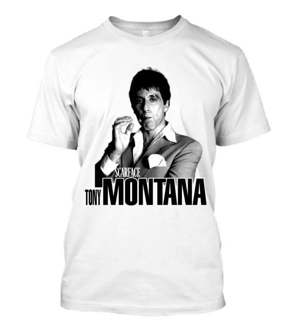 SCARFACE TONY MONTANA CIGAR BLACK AND WHITE PHOTO T-Shirt