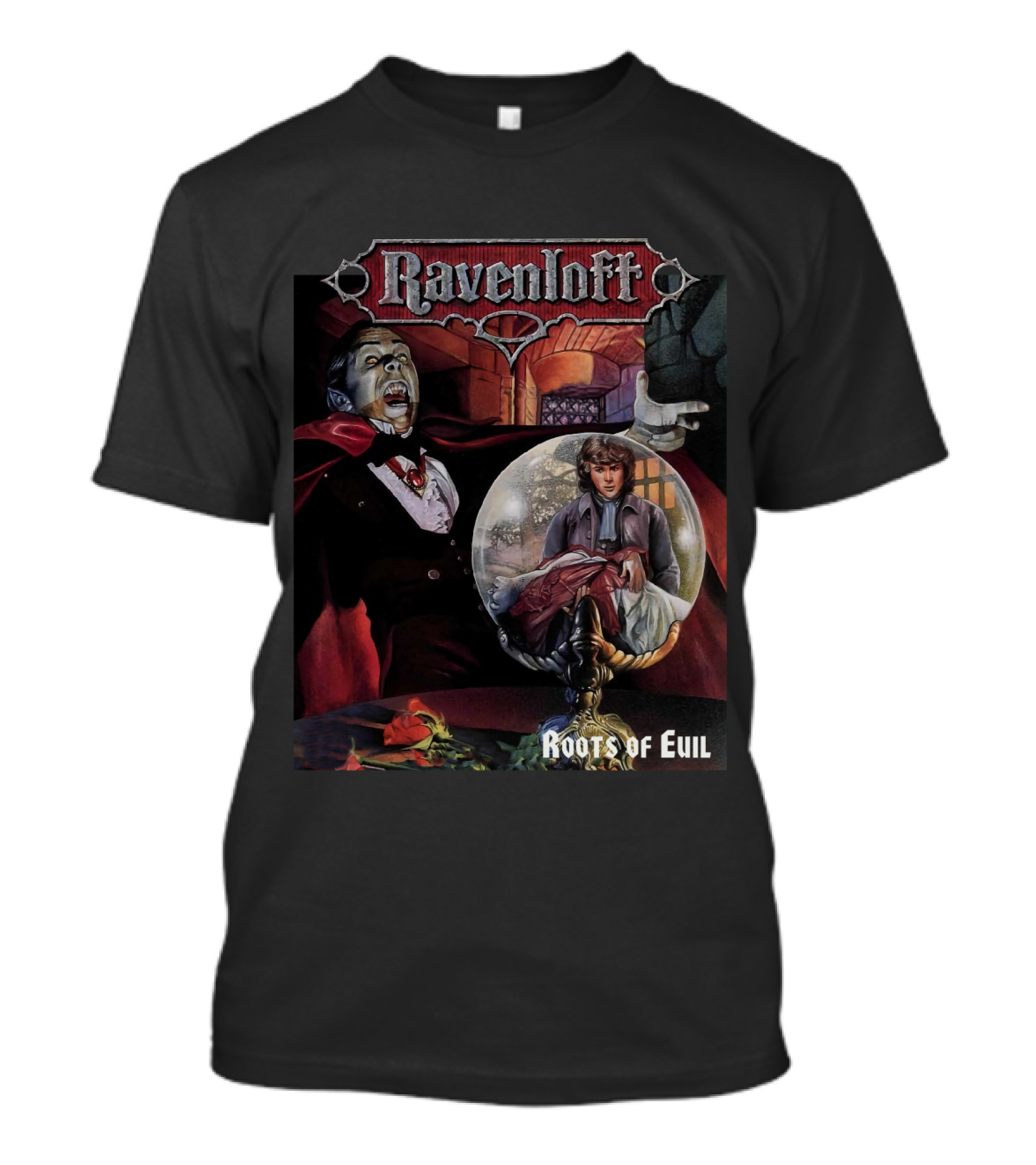 Ravenloft Roots Of Evil Vampire And Crystal Ball Fantasy T-Shirt