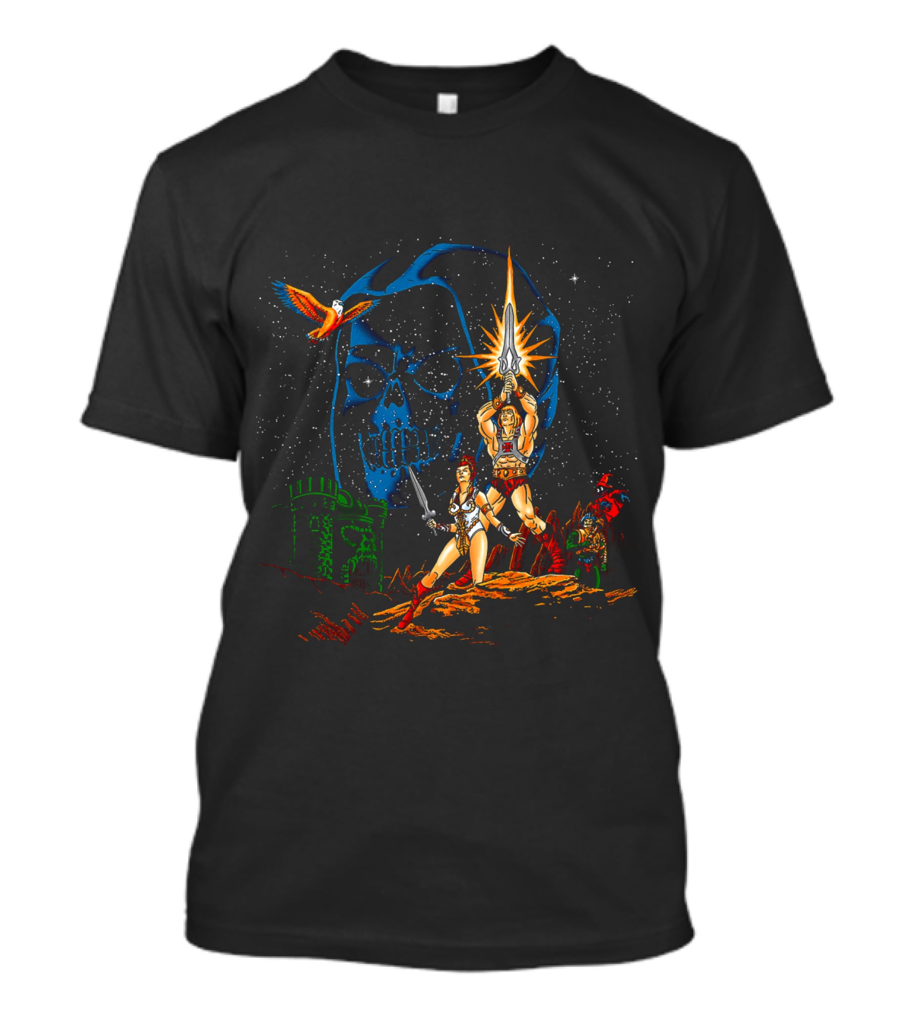 Masters Of The Universe He-Man Castle Grayskull Skeletor Teela Battle Scene T-Shirt