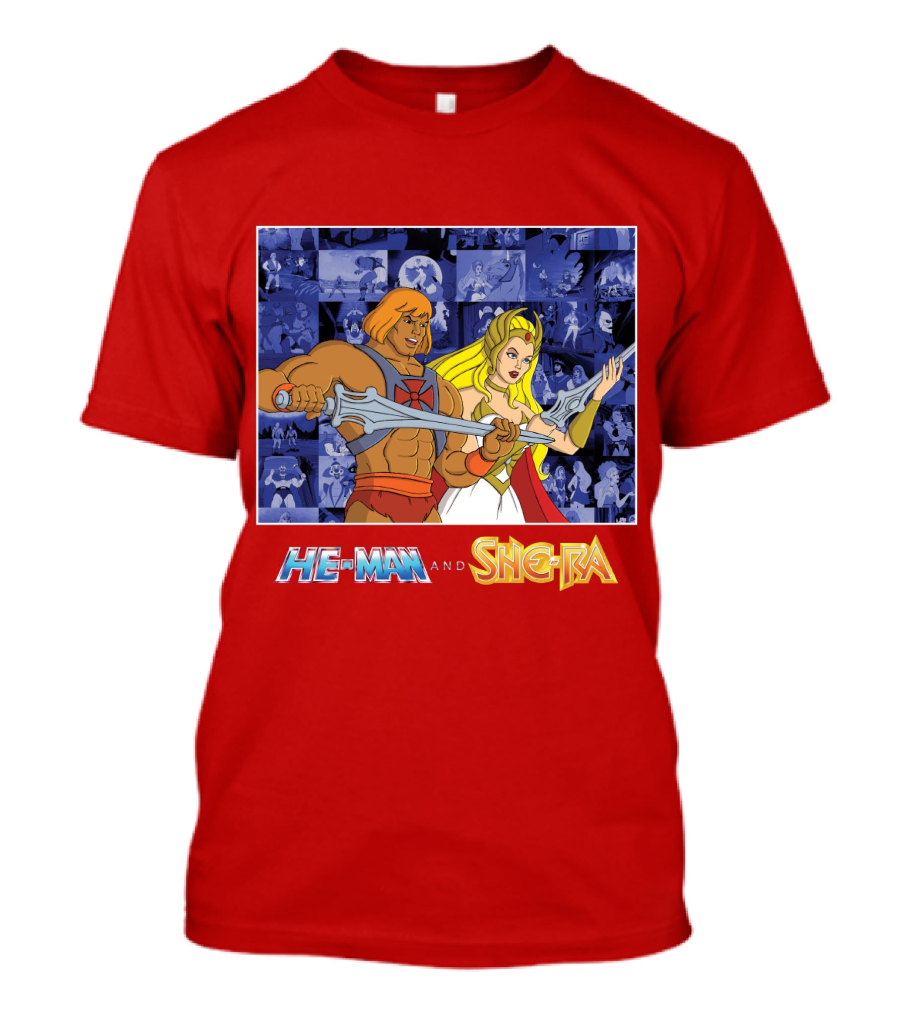 He-Man And She-Ra Characters With Sword T-Shirt