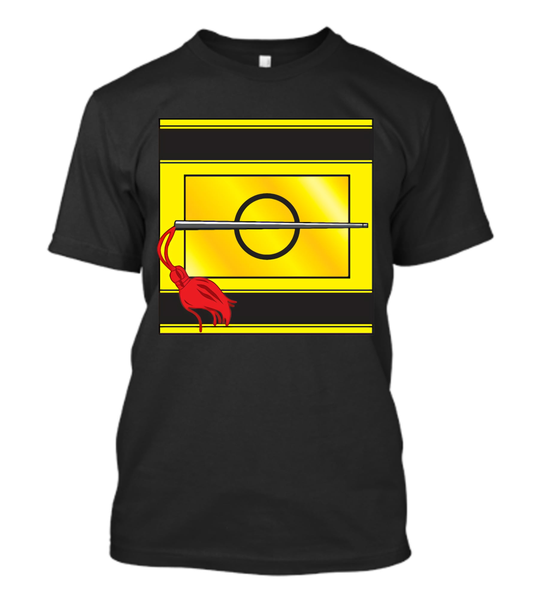 Crusis Lancers Circle And Tassel Icon On Yellow And Black Stripes T-Shirt