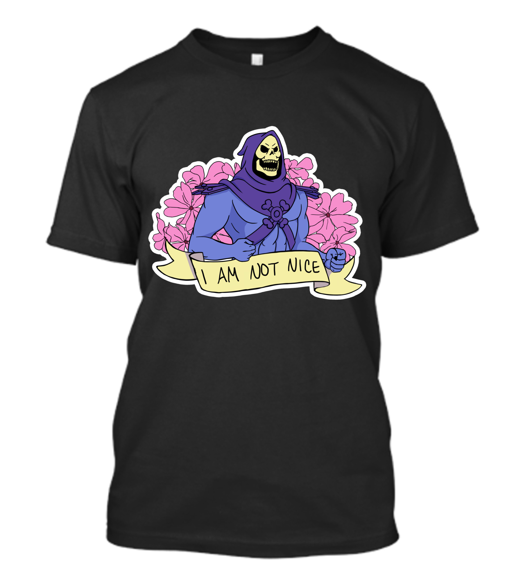 Skeletor I Am Not Nice Masters Of The Universe Floral Background T-Shirt