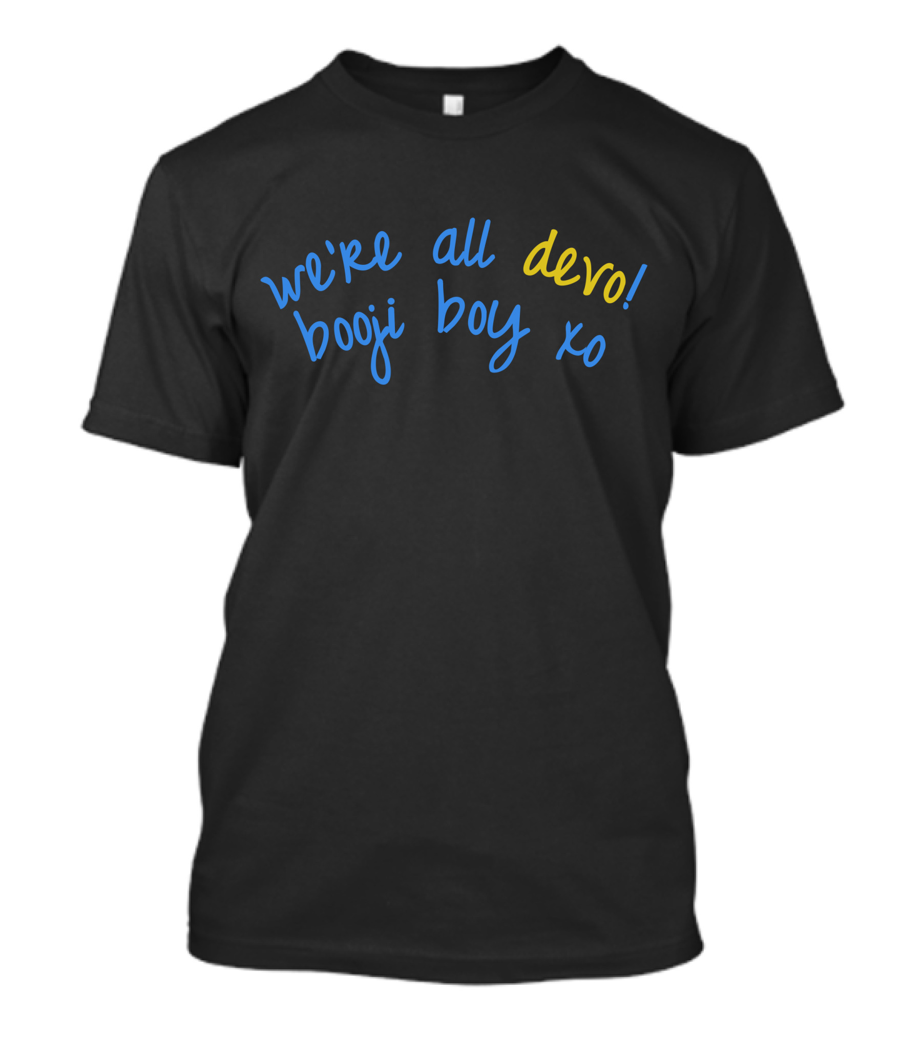 We're All Devo Booji Boy XO 1970s Back T-Shirt
