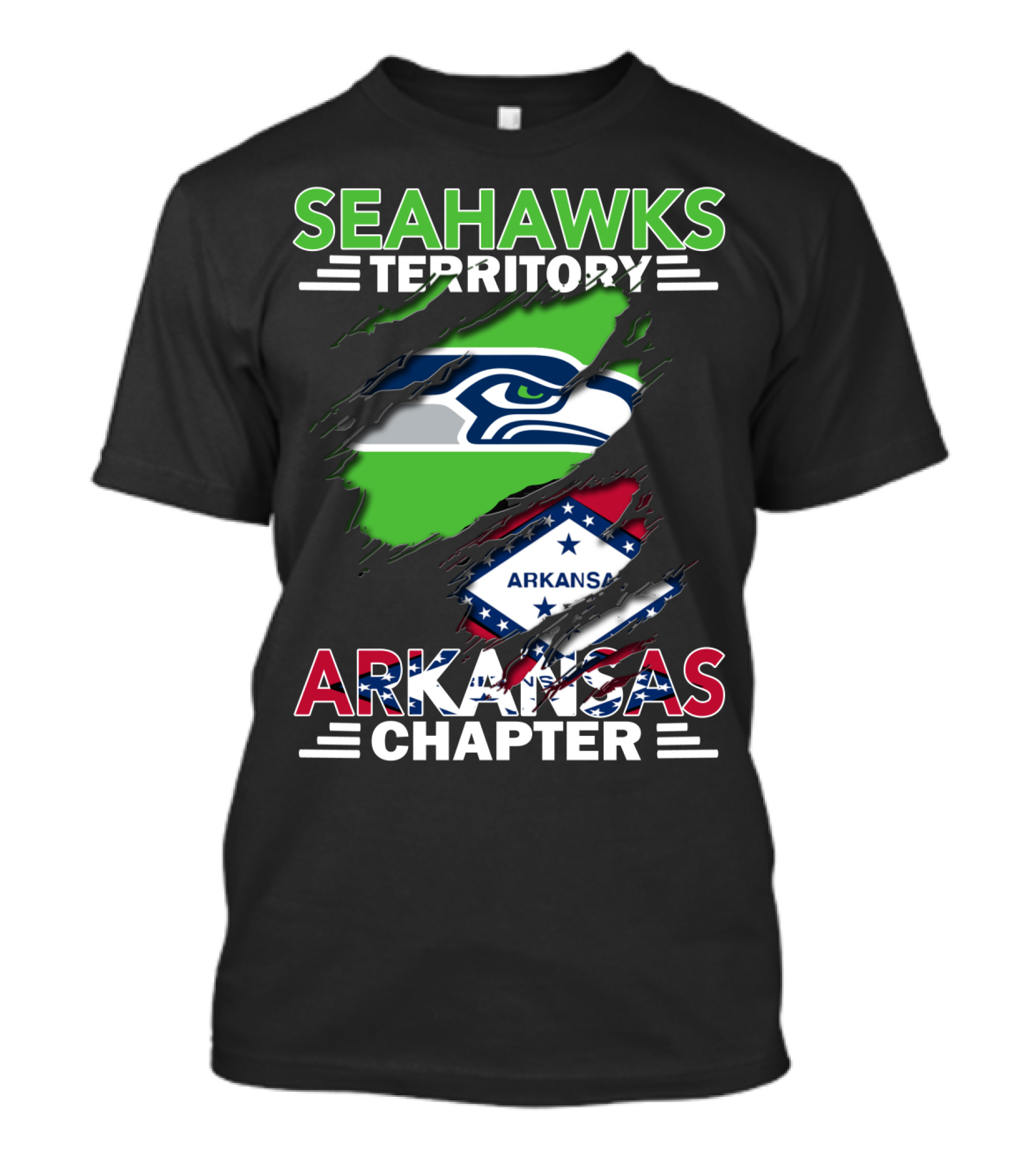 Seahawks Territory Arkansas Chapter Logo With State Flag T-Shirt