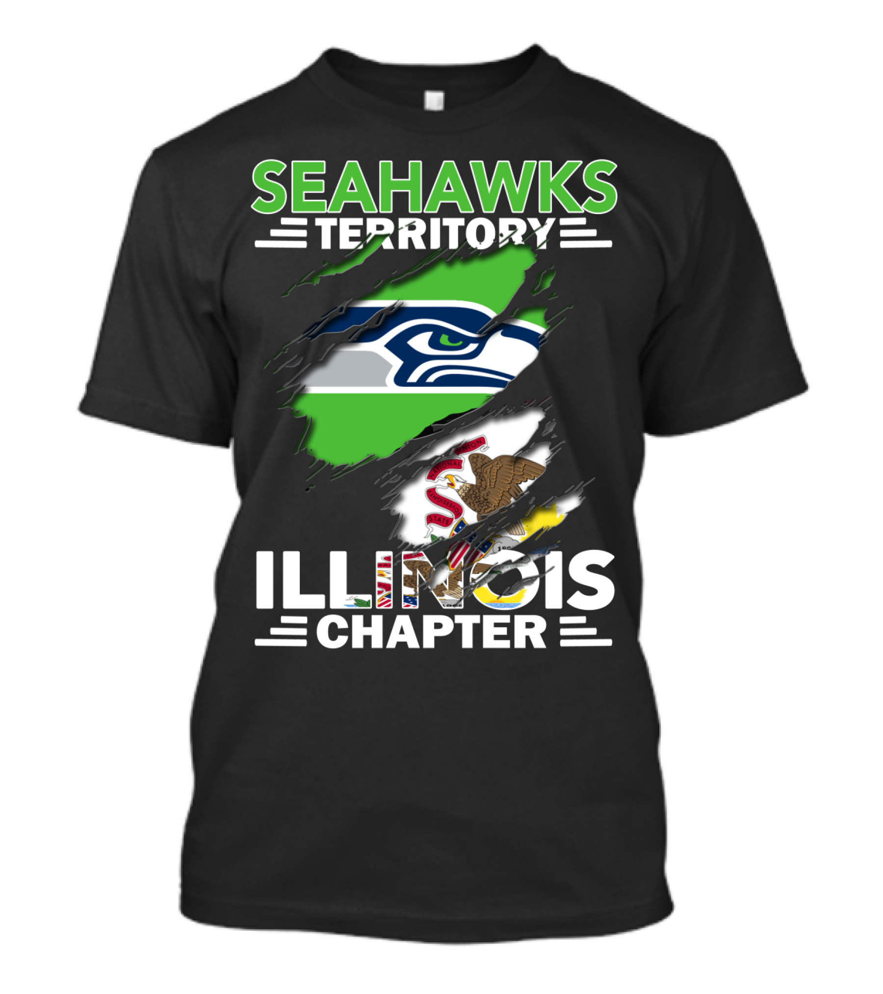 Seahawks Territory Illinois Chapter Nfl Logo Flag T-Shirt