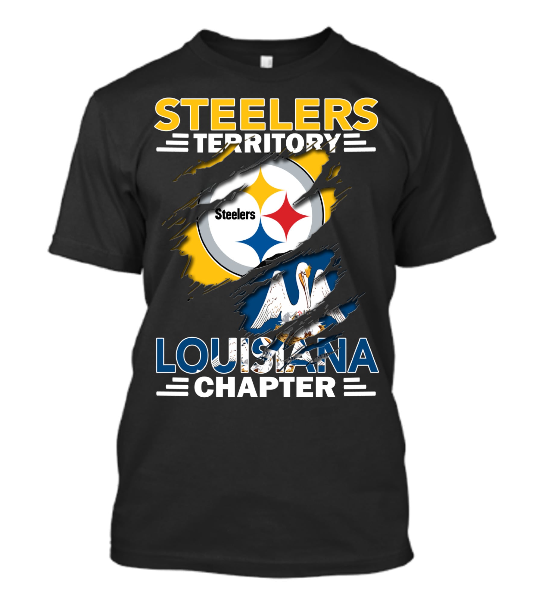 Steelers Territory Louisiana Chapter Steelers Logo Pelican Symbol T-Shirt