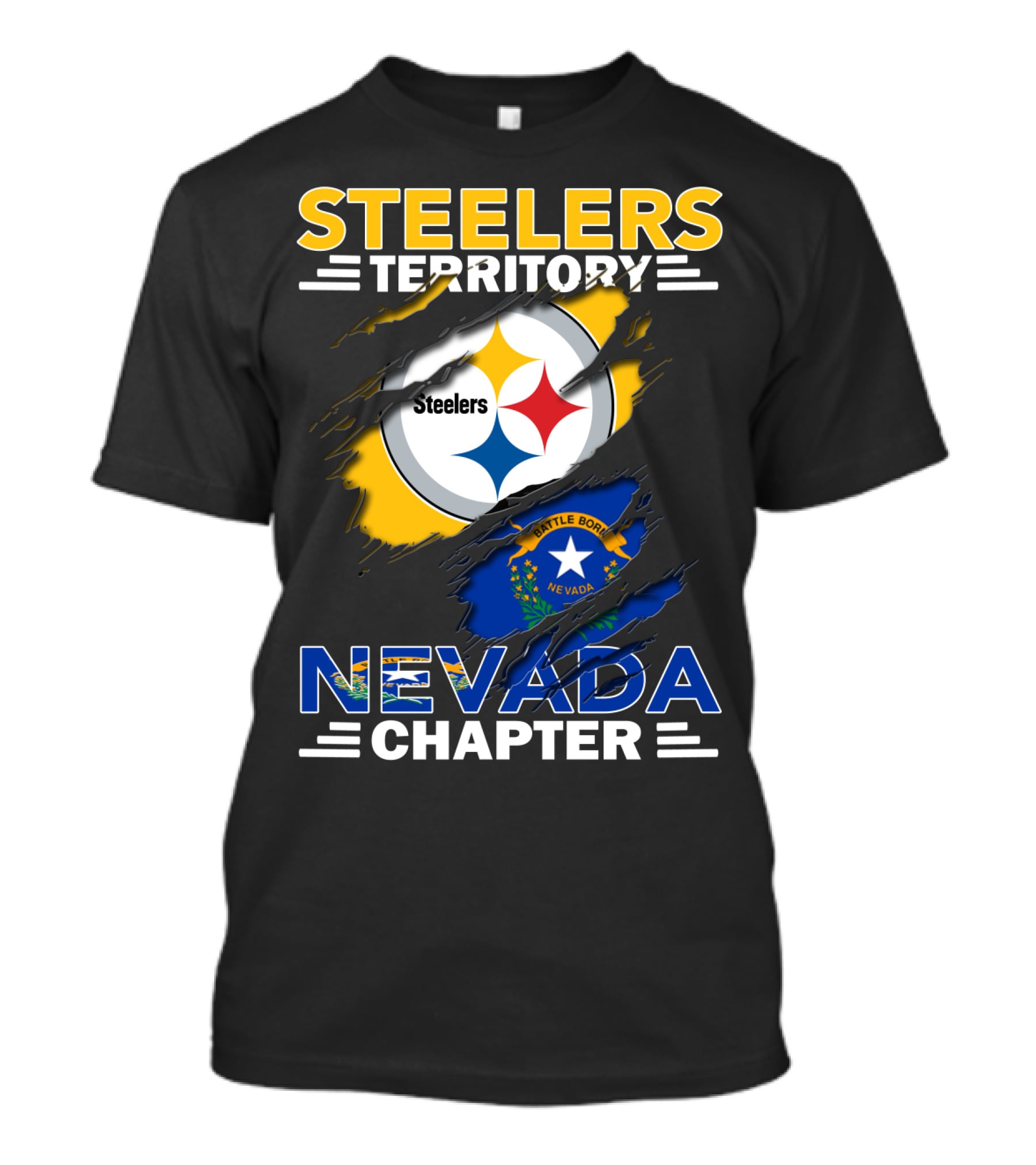 STEELERS TERRITORY Nevada Chapter Battle Born Flag T-Shirt