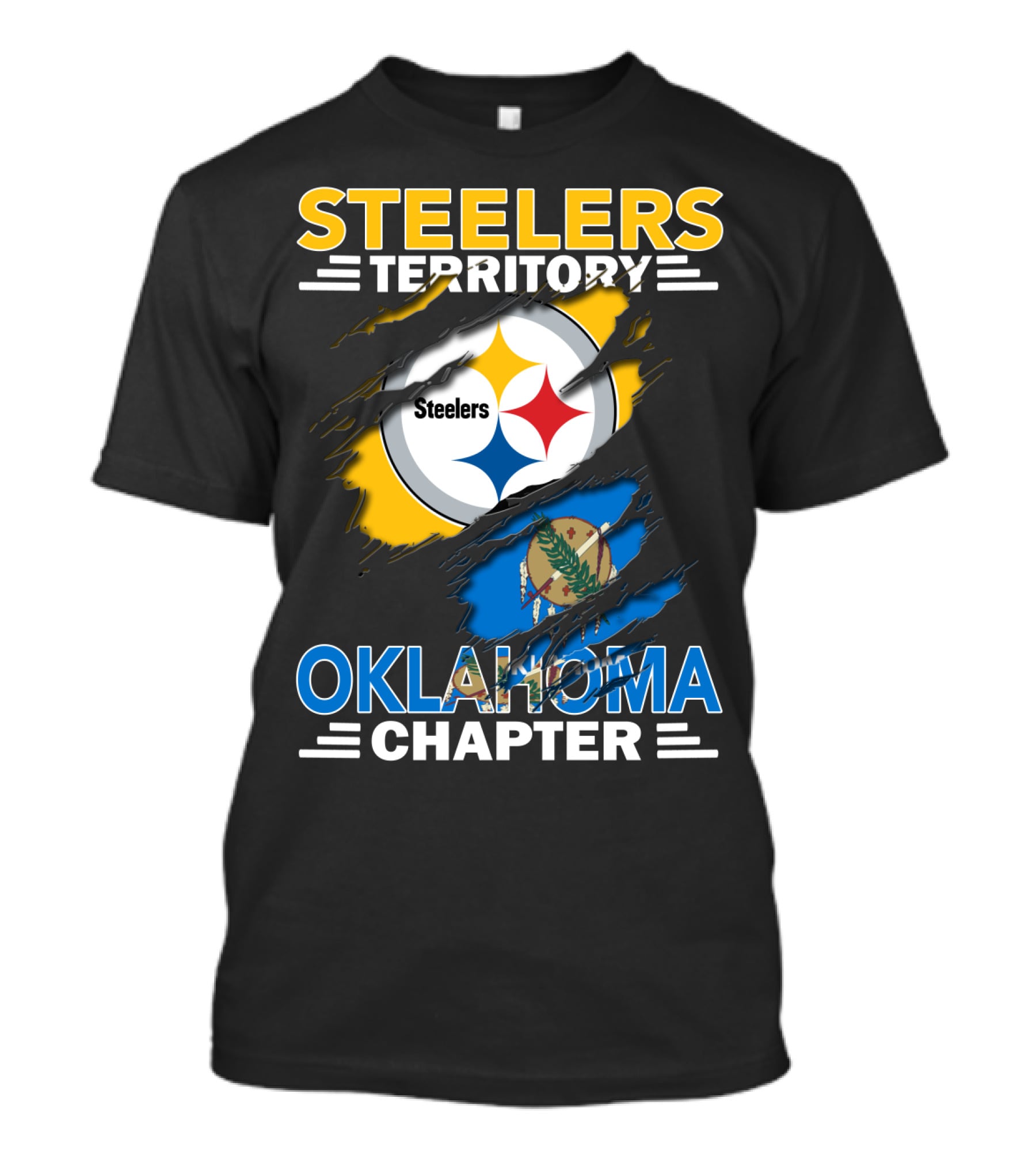 Steelers Territory Oklahoma Chapter Logo And Flag T-Shirt