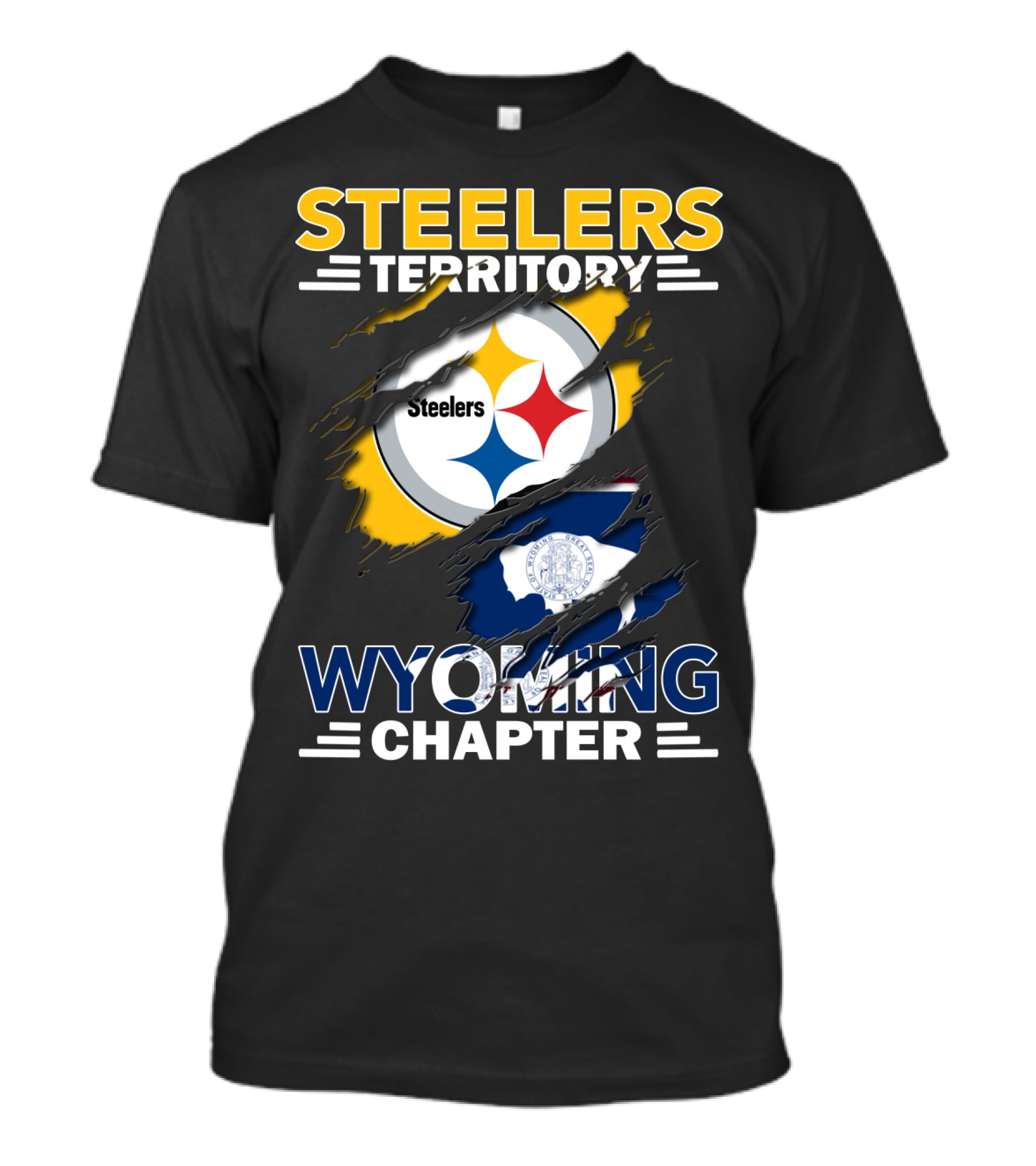 Steelers Territory Wyoming Chapter Steelers Logo Wyoming Flag T-Shirt