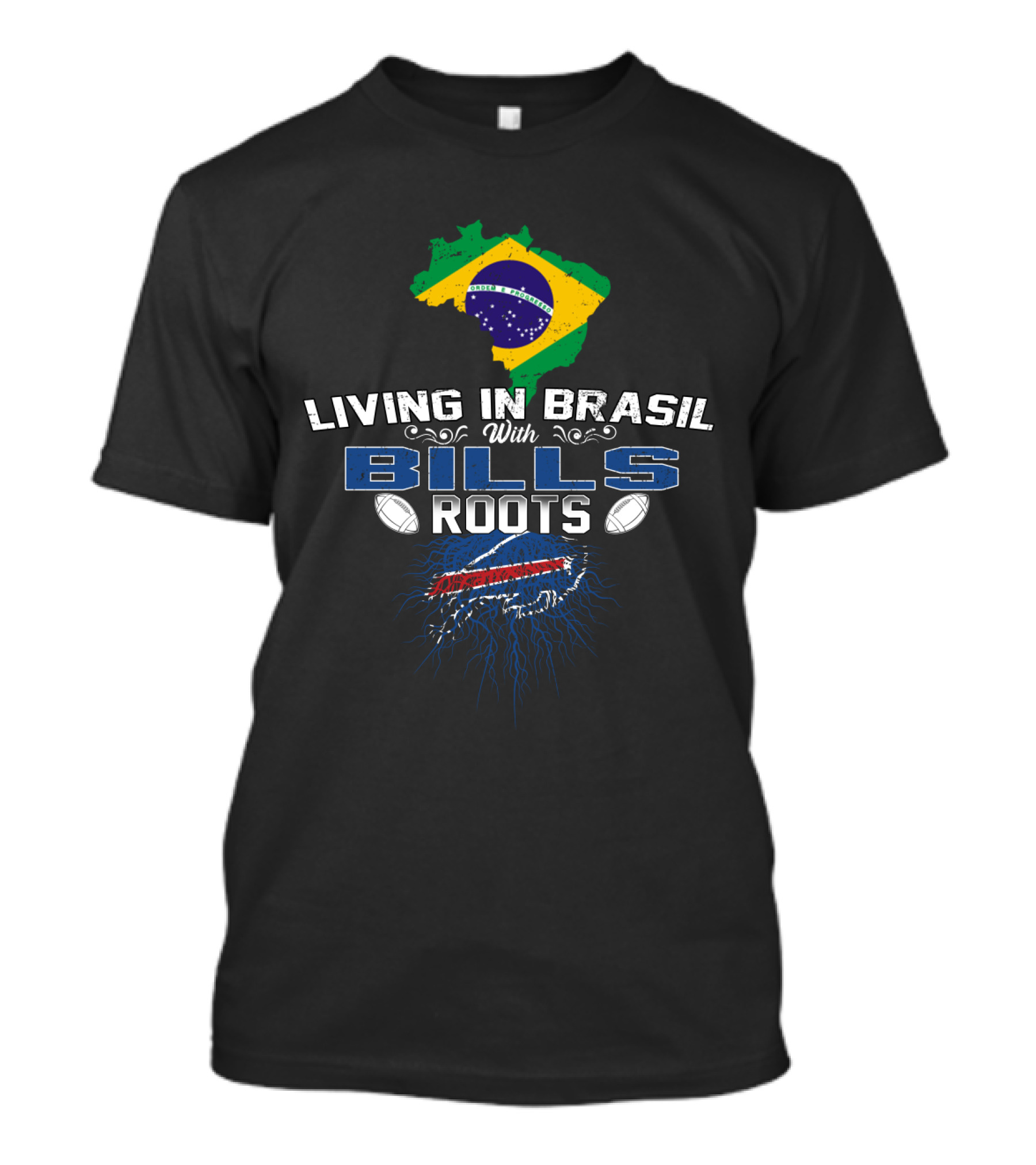 Living In Brasil With Buffalo Bills Roots Flag Football Connection T-Shirt