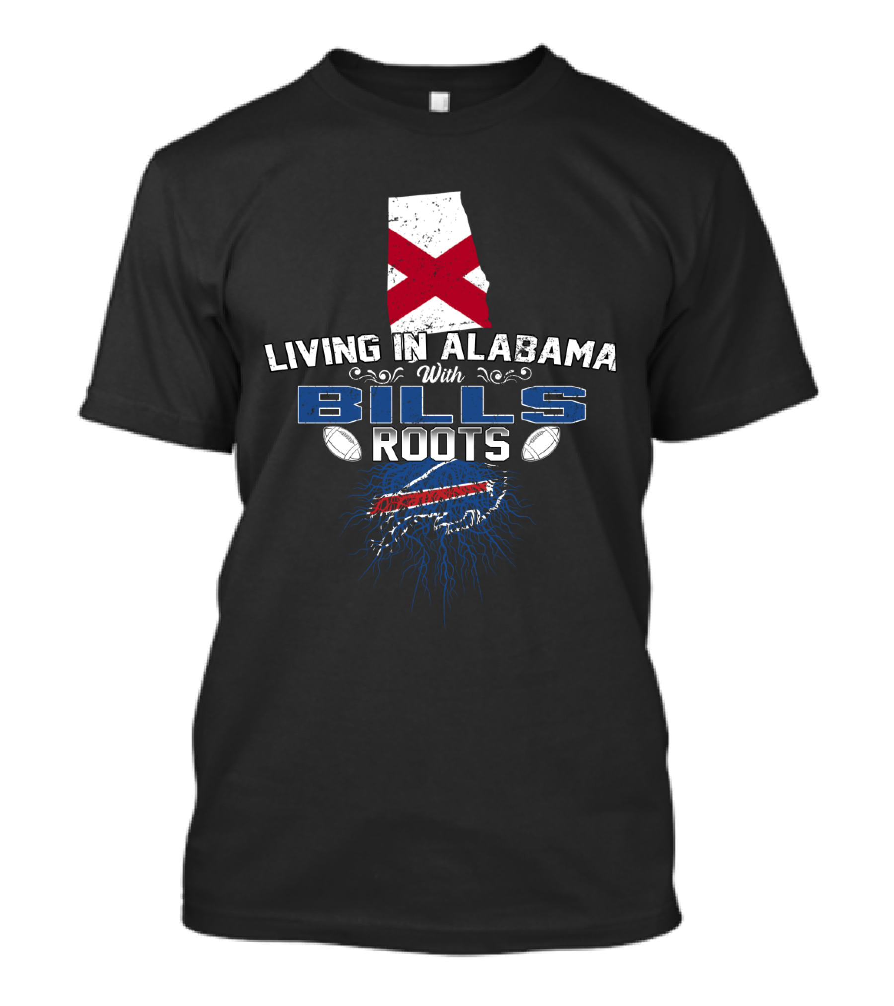 Living In Alabama With Bills Roots Football Map T-Shirt