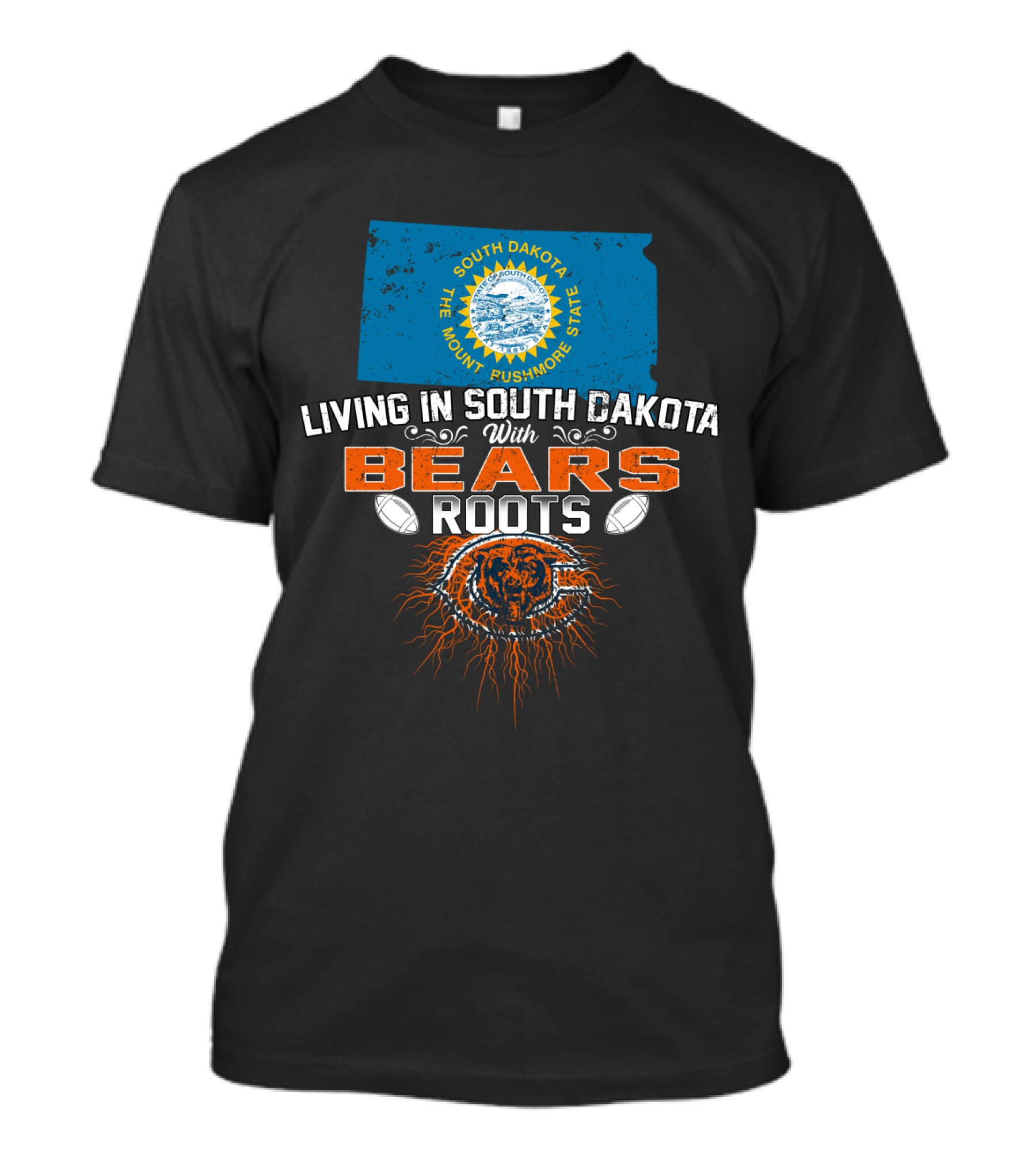 Living In South Dakota With Chicago Bears Roots Football Pride T-Shirt