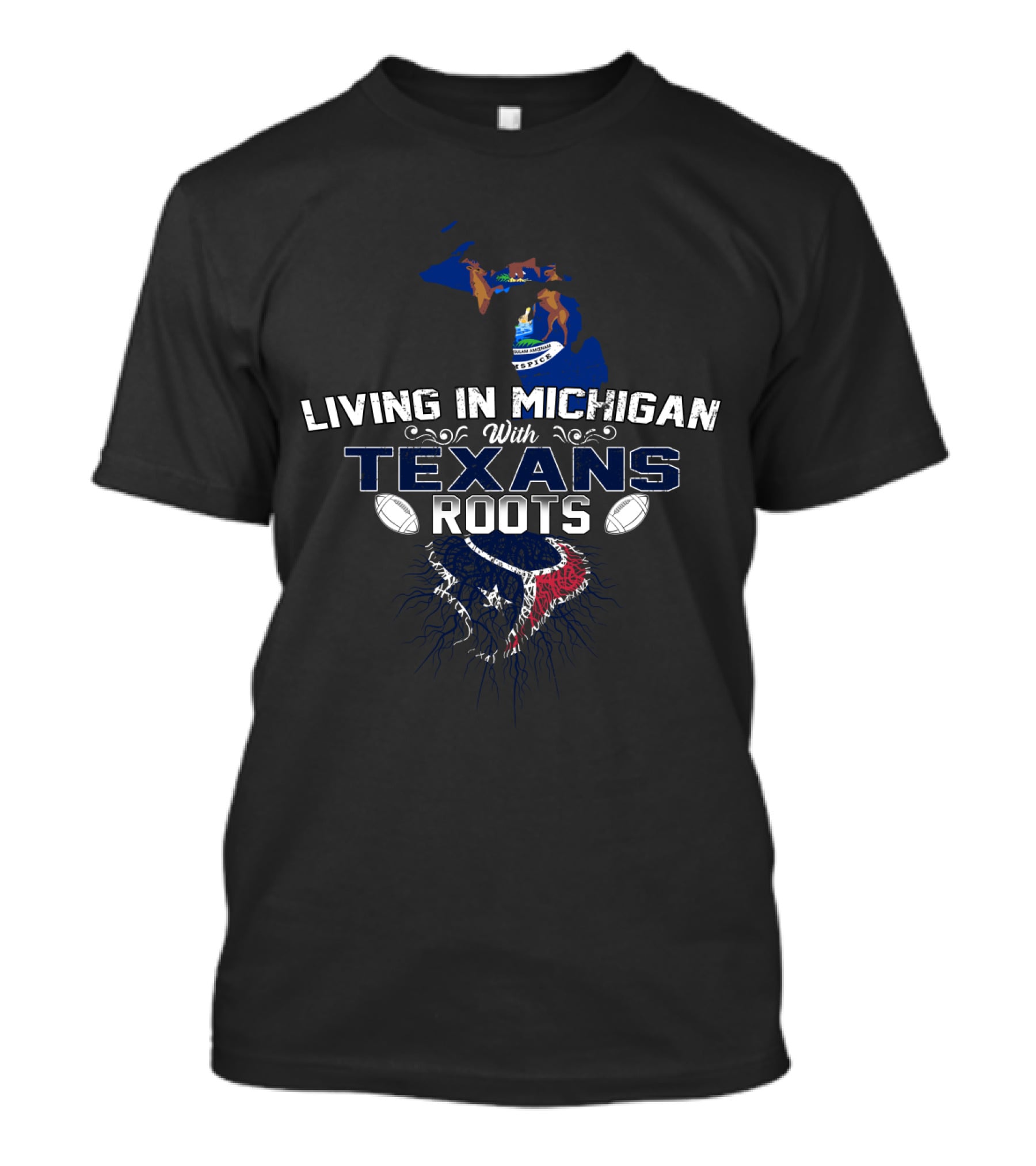 Living In Michigan Celebrating Houston Texans Heritage T-Shirt