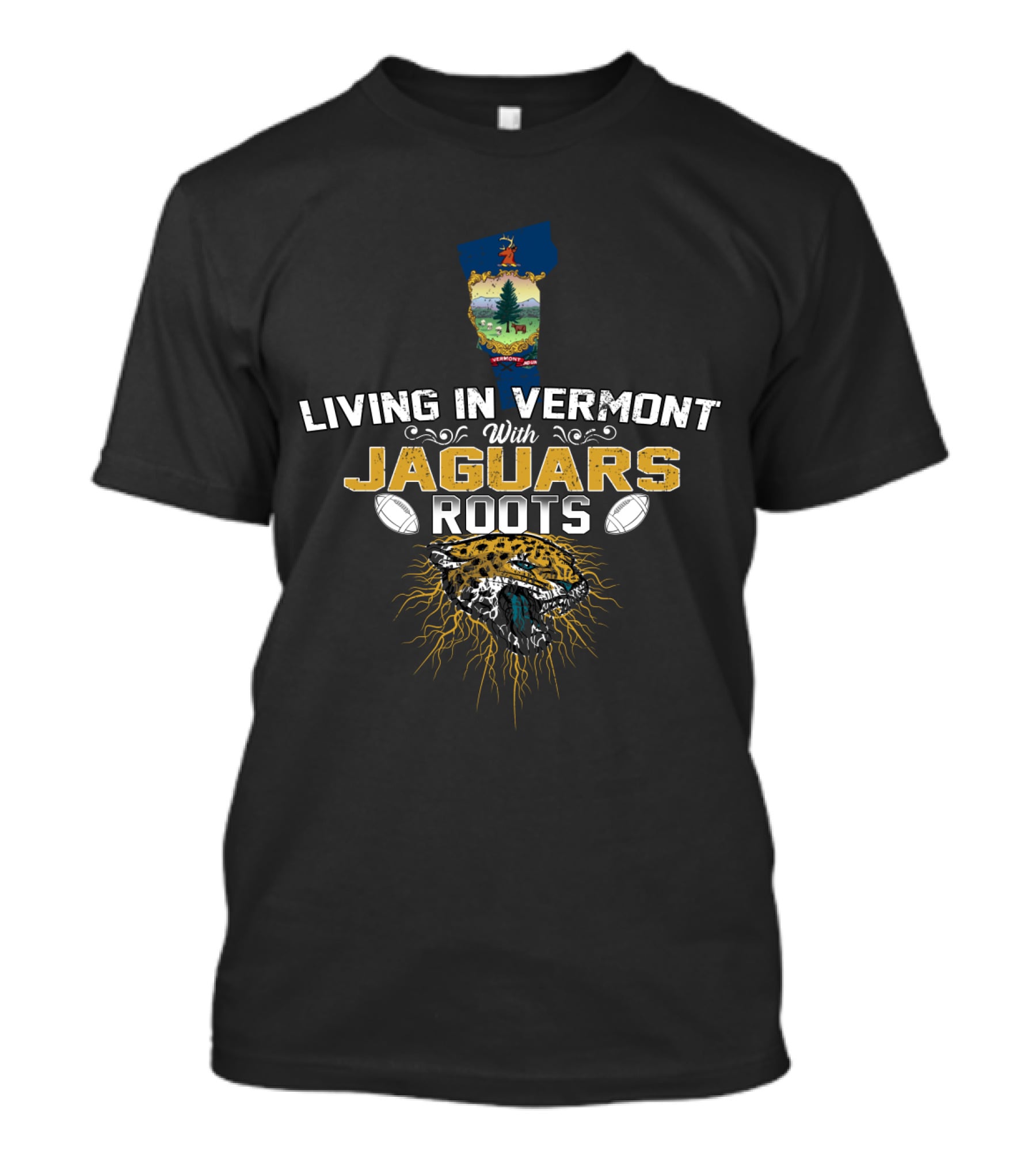 Living In Vermont With Jaguars Roots Football Vermont Pride T-Shirt
