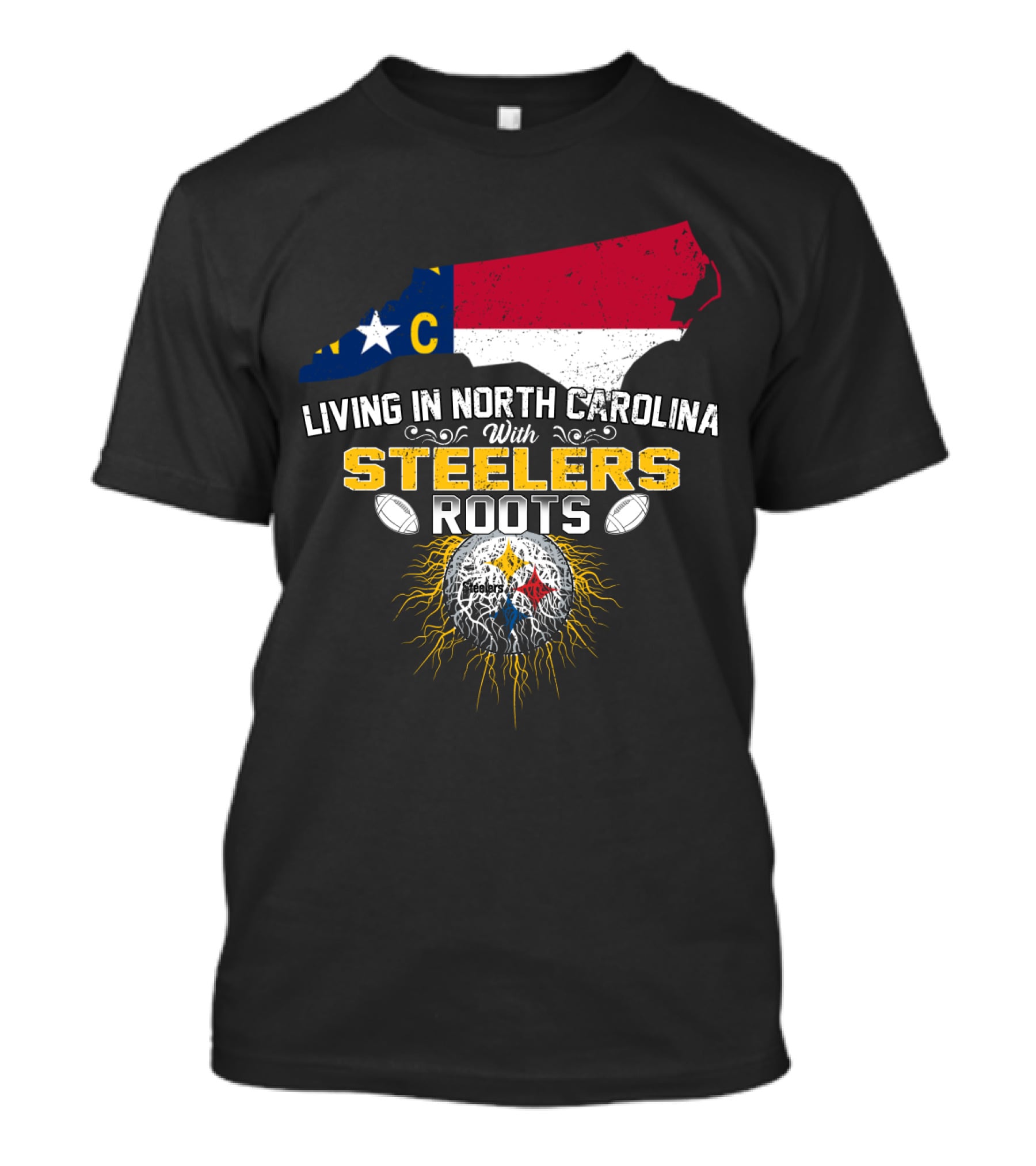 Living In North Carolina With Steelers Roots T-Shirt