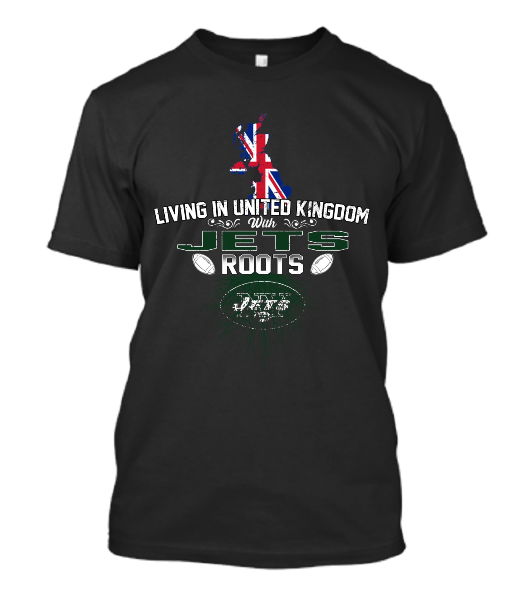 Living In United Kingdom With Jets Roots Football Heritage T-Shirt