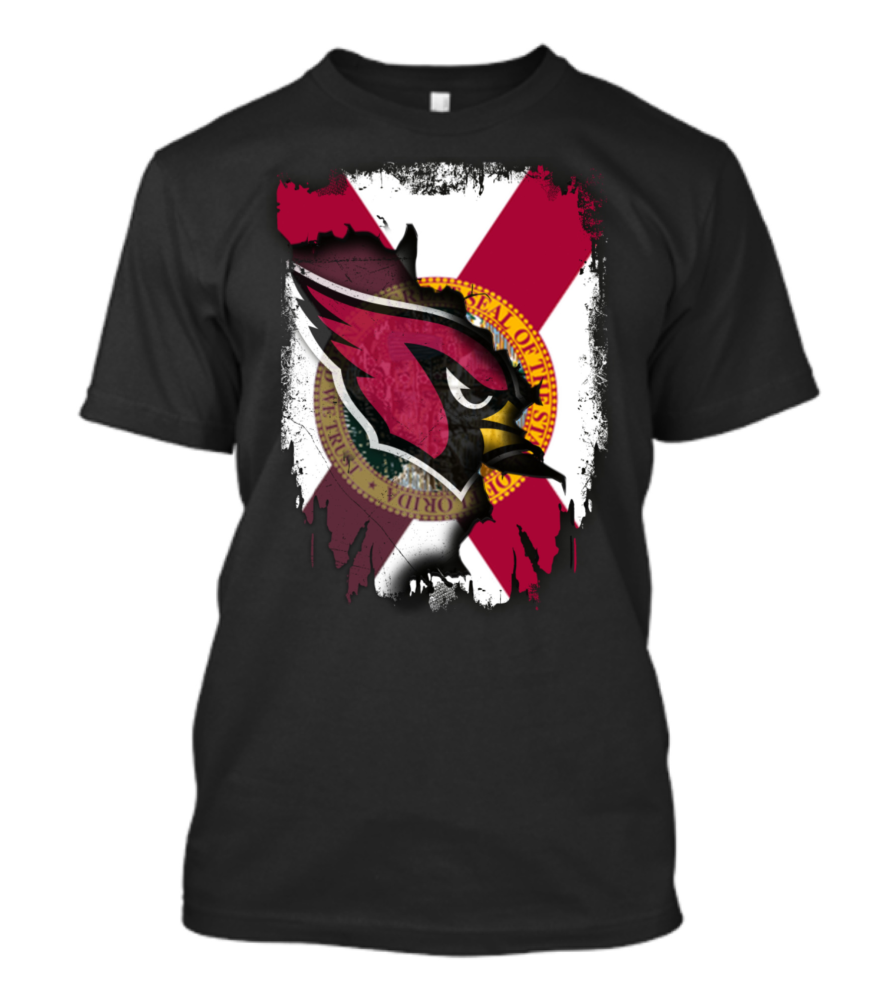Florida State Flag With Cardinals Logo Fusion T-Shirt