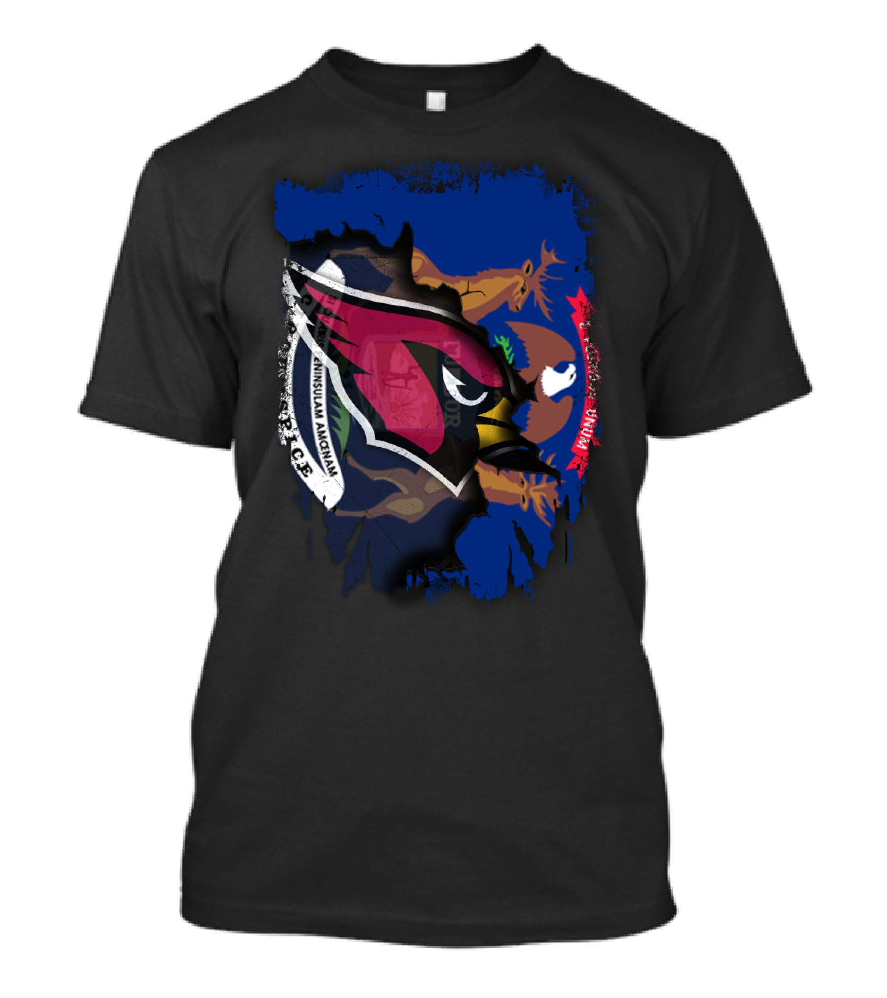 Together Michigan Cardinals Emblem With State Flag Fusion T-Shirt