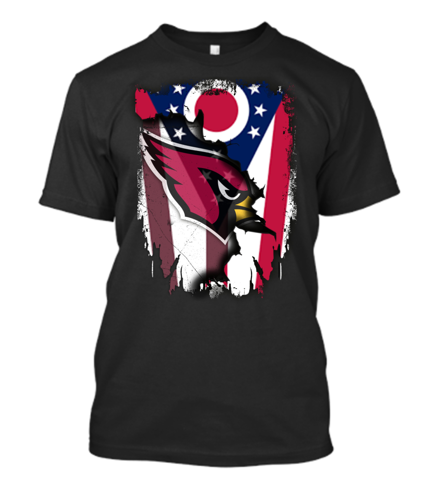 Ohio Flag With Cardinal Bird Logo Together T-Shirt