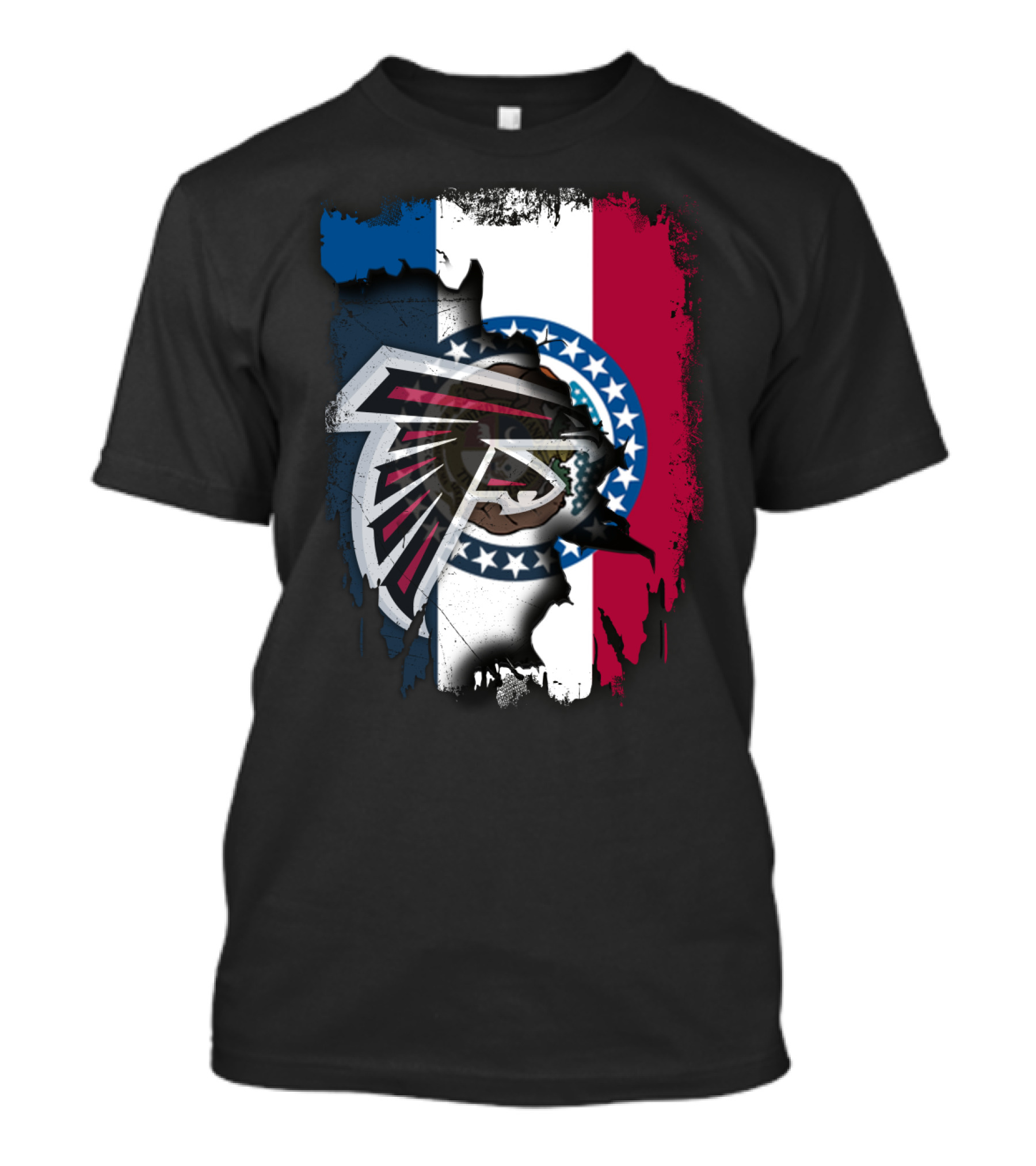 Together Missouri With Atlanta Falcons Blended With State Flag T-Shirt