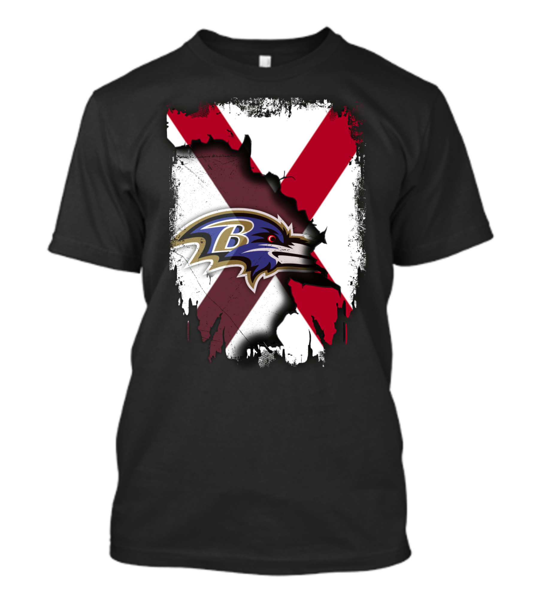 Alabama Flag With Baltimore Ravens Logo Fusion T-Shirt