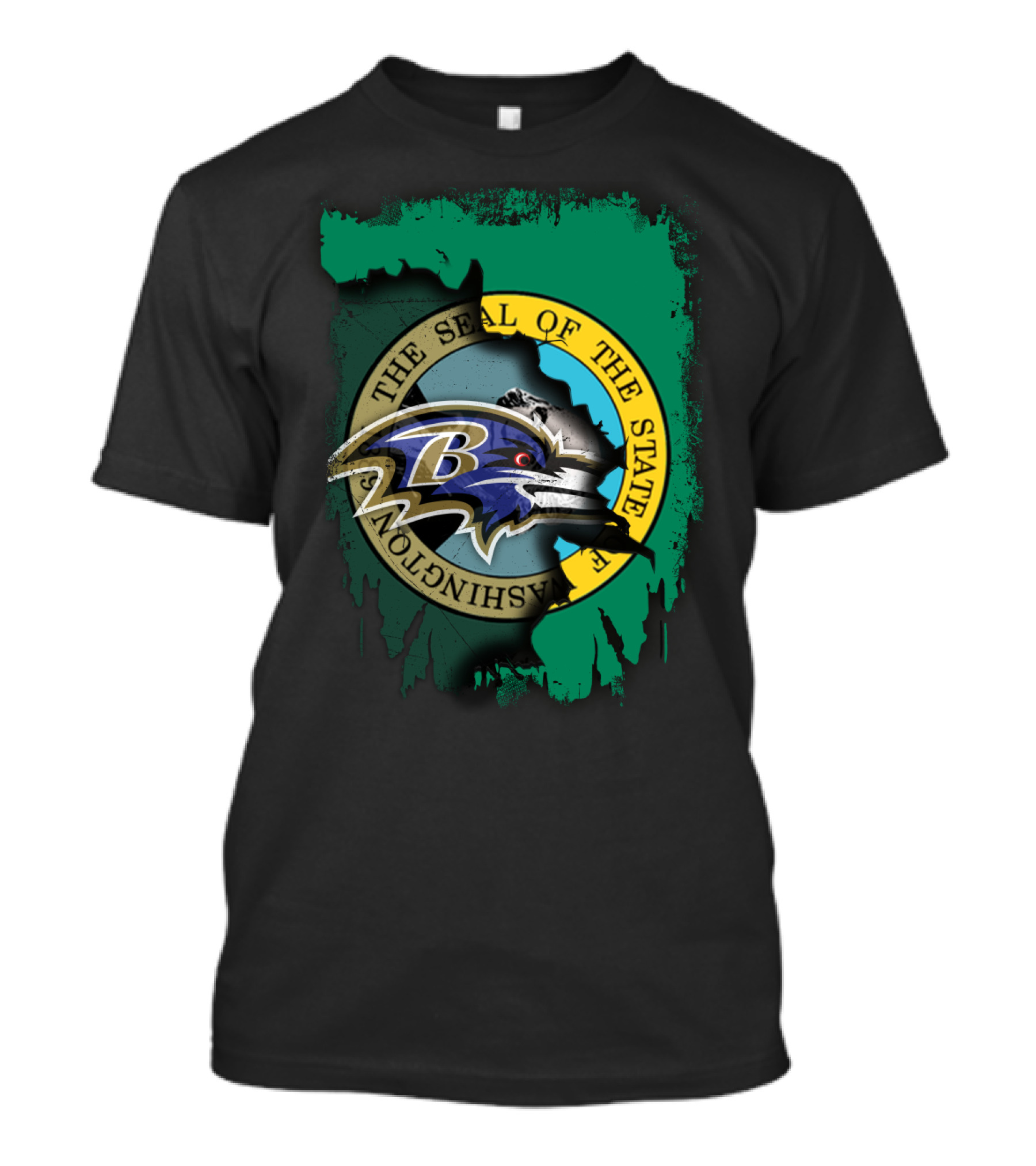 Washington State Seal With Baltimore Ravens Logo Overlap T-Shirt