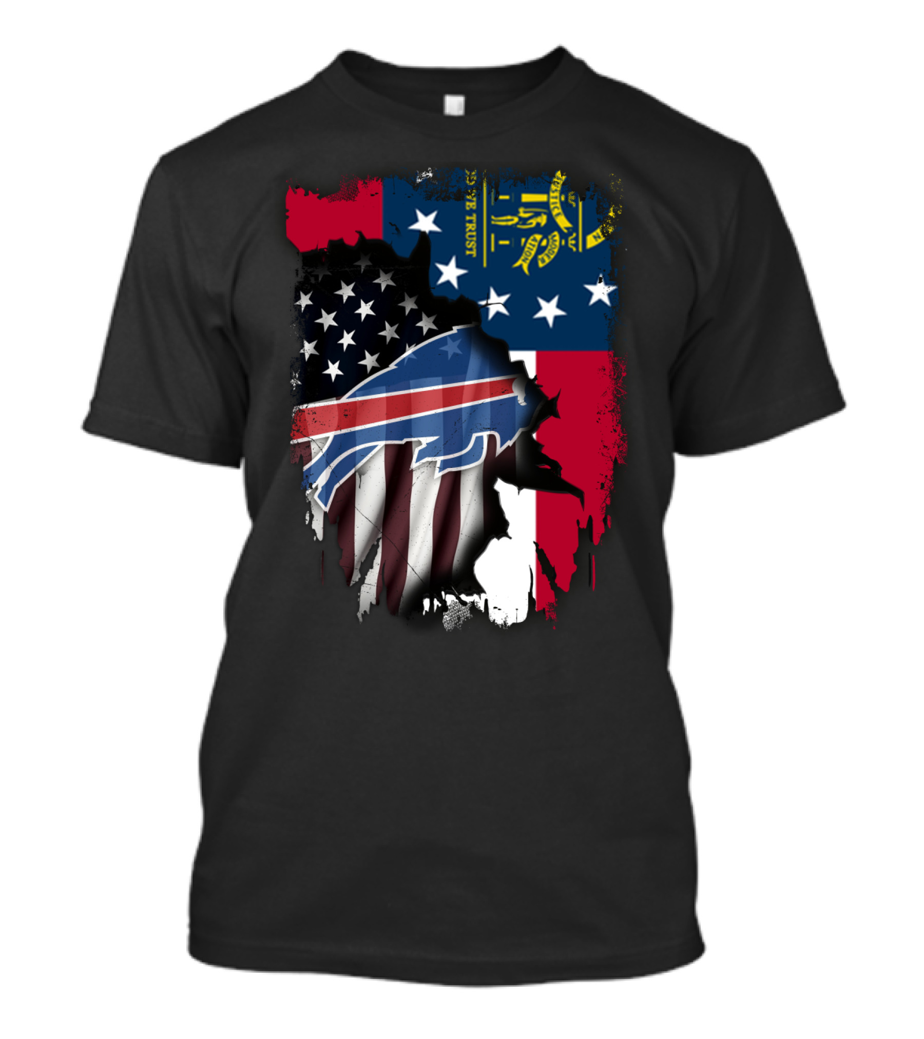 Together Georgia Flag Buffalo Bills American Flag Fusion T-Shirt